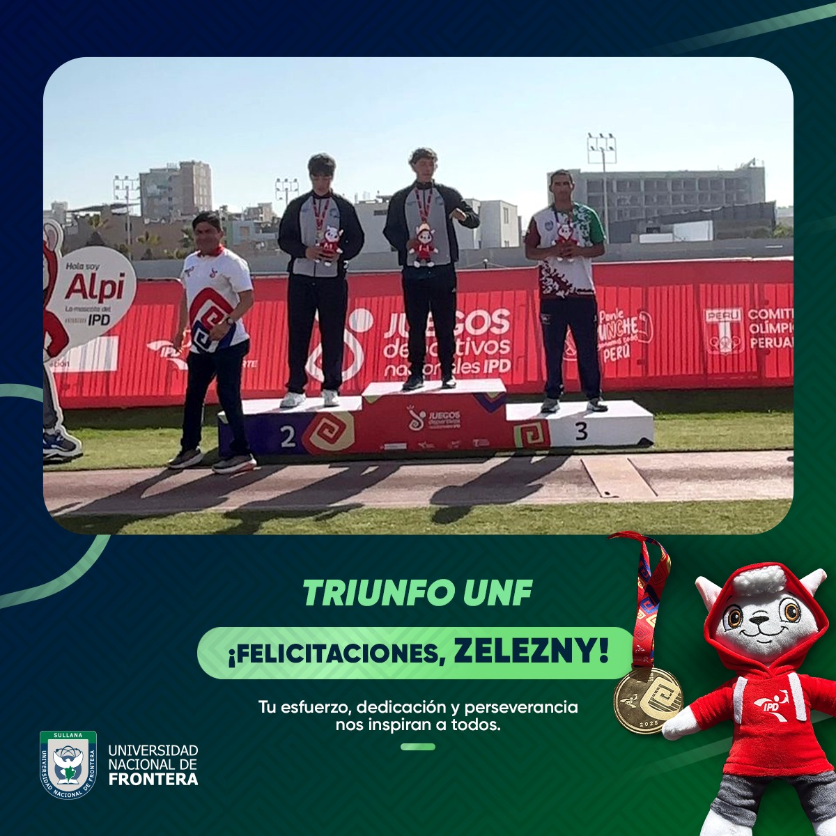 UNF felicita a su estudiante Zelezny Gabriel Rodríguez Seminario por nuevo logro deportivo